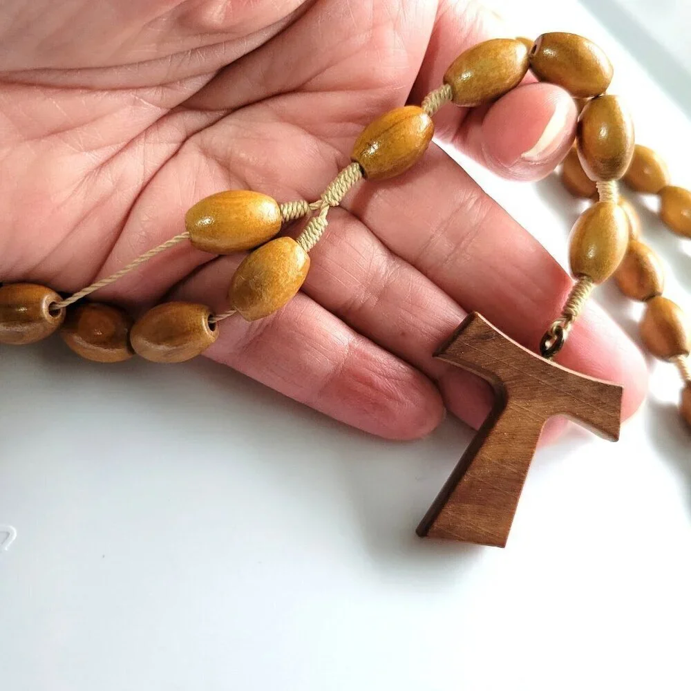 Catholic Wooden Rosary Large Chunky Prayer Beads